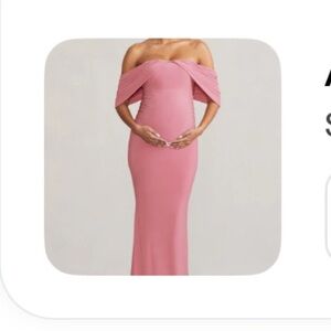 Elegant Pink Off-Shoulder Maternity Dress